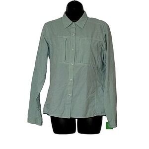 EXOFICCIO Striped Button Down Shirt Long Sleeve Collared Top Hiking Outdoor camp